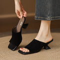 Women's Heeled Sandals – Suede Upper, Square Toe, 3–5 cm Heel