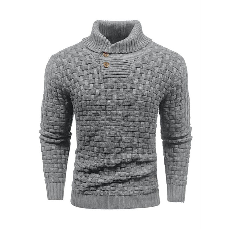 Men's Slim Fit Sweater - Buttoned Neckline Contemporary Finish
