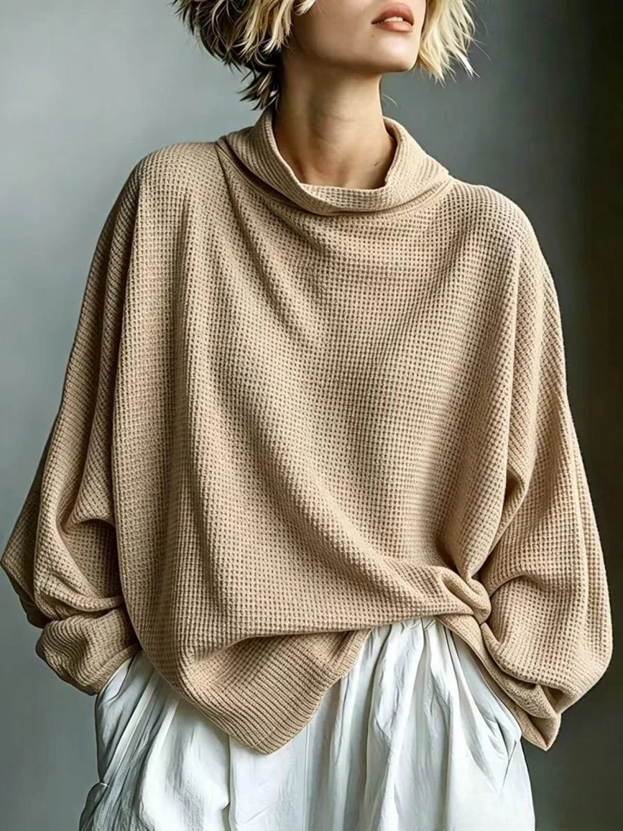 Women's Honeycomb-Knit Turtleneck Sweater – Relaxed Fit