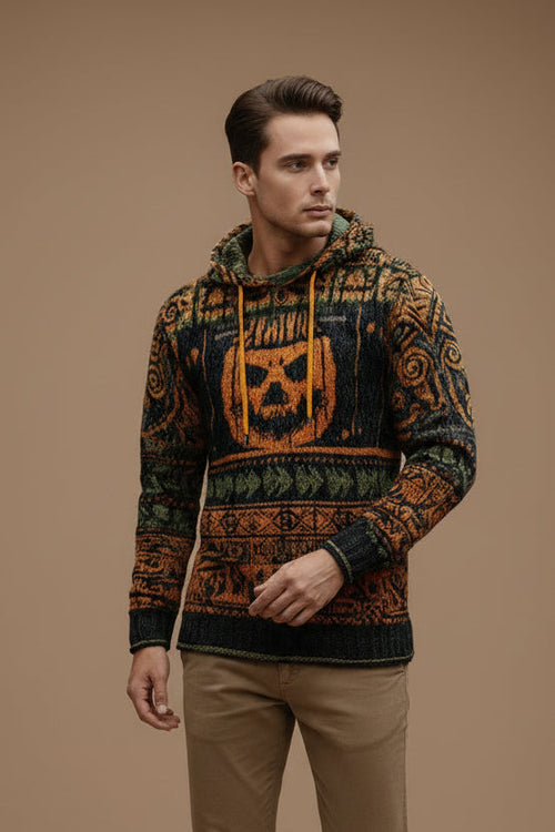 Men's 3D Halloween Sweater – Loose Fit Printed Effect