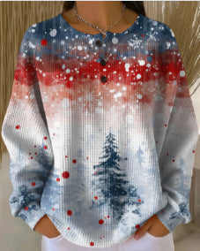 Women's Printed Buttoned Hoodie – Artistic Relaxed Fit