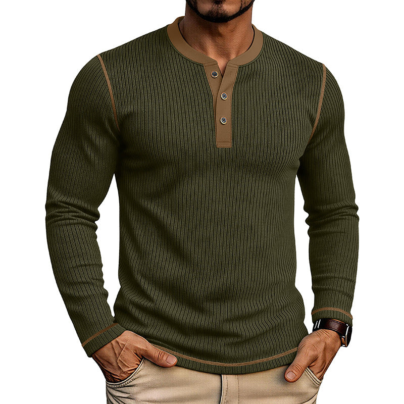 Men's Lightweight Knitwear Henley – Long-Sleeved Shirt