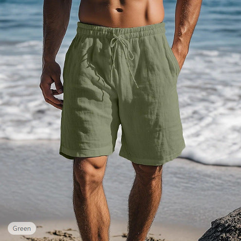 Men's Short Linen Cotton – Elastic Waist Straight Cut