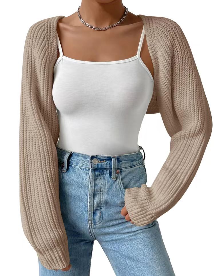 Women's Wool-Blend Sweater – Cropped Fit with Balloon Sleeves