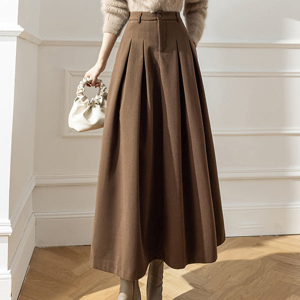 Women's Long Pleated Skirt – High Waist, Flared Fit