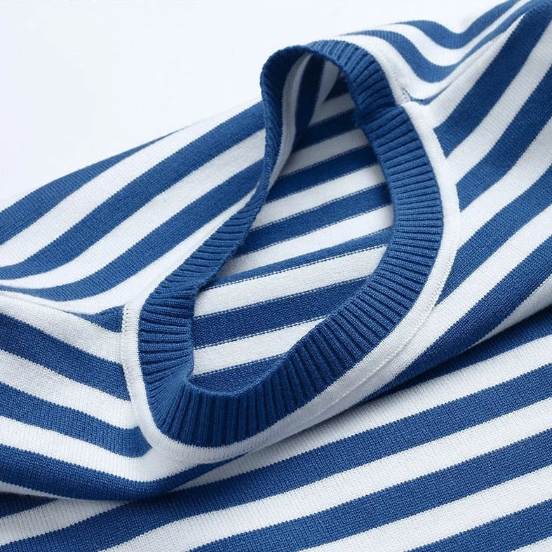Women's Striped Knit Sweater – Relaxed Fit, Long Sleeves