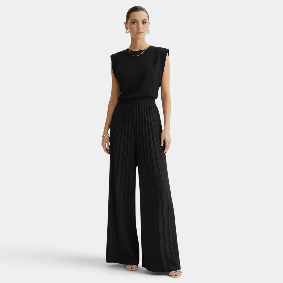 Women's Two-Piece Set – Sleeveless Top and Wide-Leg Trousers