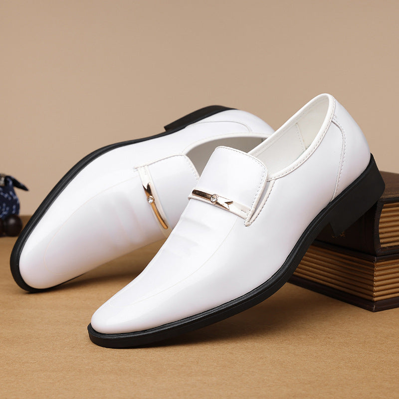 Men's Pointed Toe Loafers – Metal Buckle, Shiny Finish