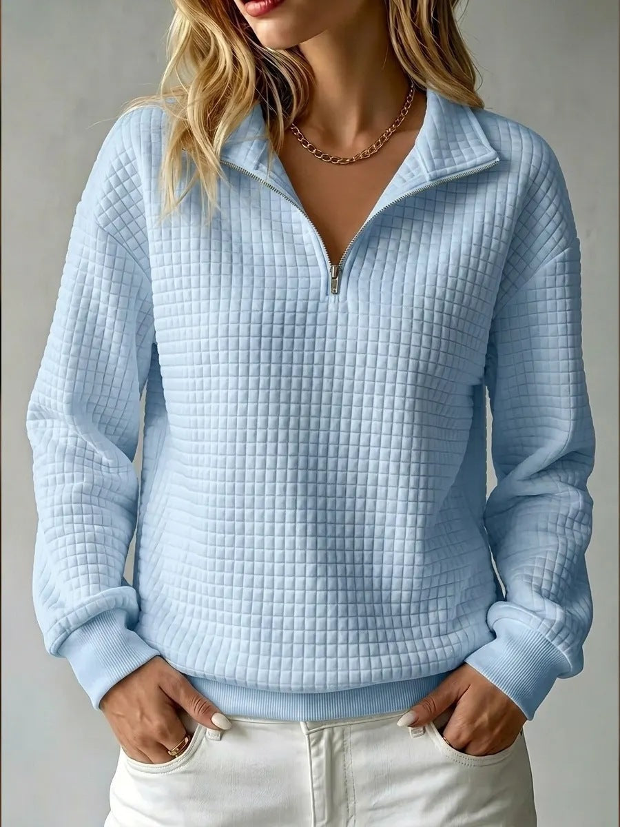 Women's Zip-Up High-Neck Sweatshirt – Honeycomb Finish