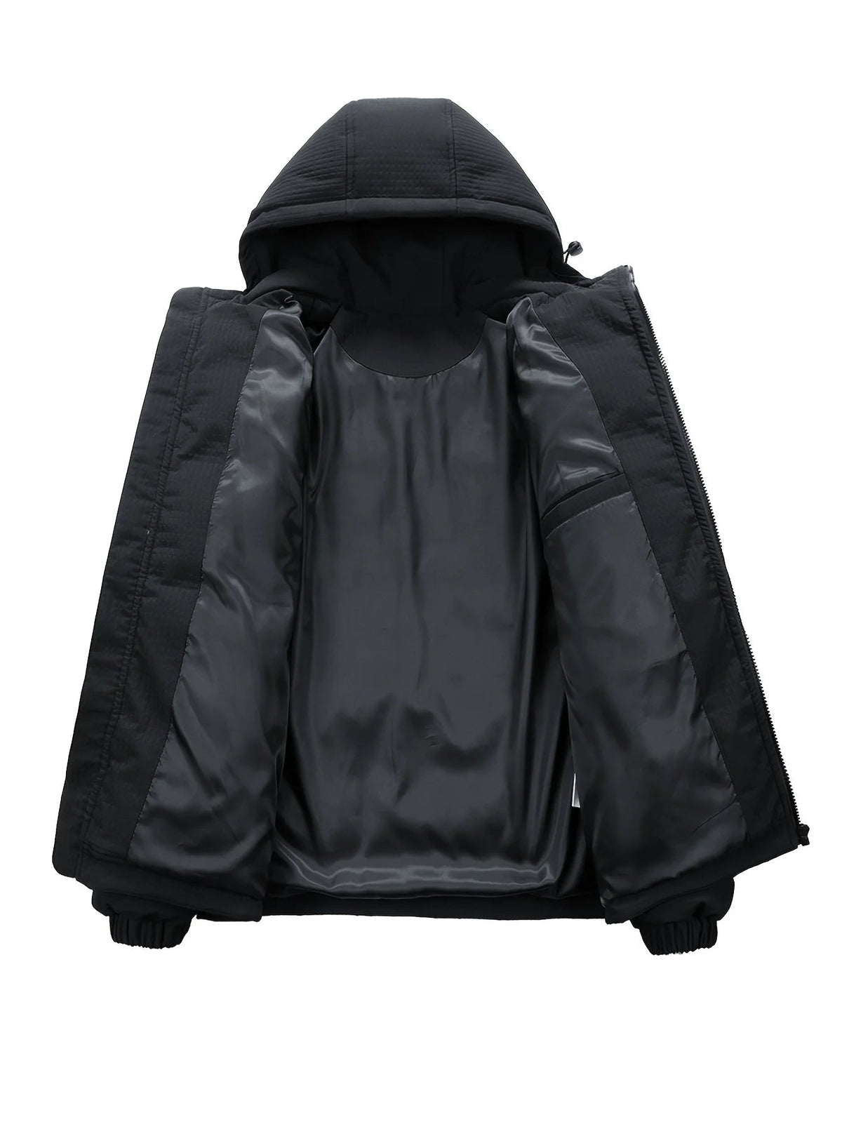 Men's quilted Coat with Hood – Modern Solid-Color Design