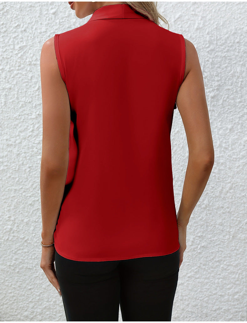 Women's Sleeveless Shirt V-Neck – Lightweight Casual Office Top