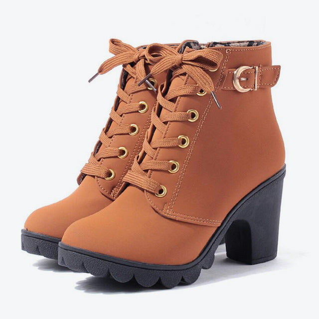 Women's Vegan Lace-Up Ankle Boots – Cross-Strap Design