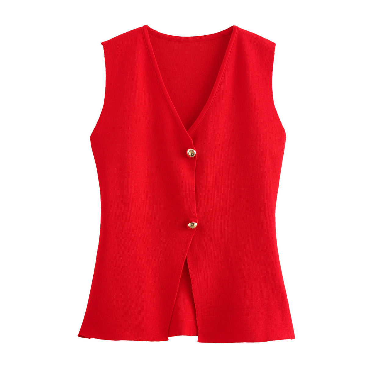 Women's Knit Vest – Buttoned Sleeveless Cardigan