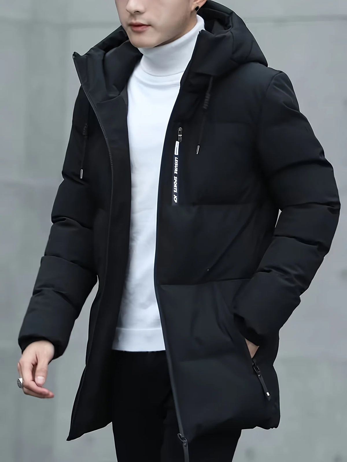 Men's Hooded Down Jacket – Mid-Length Winter Quilted Jacket