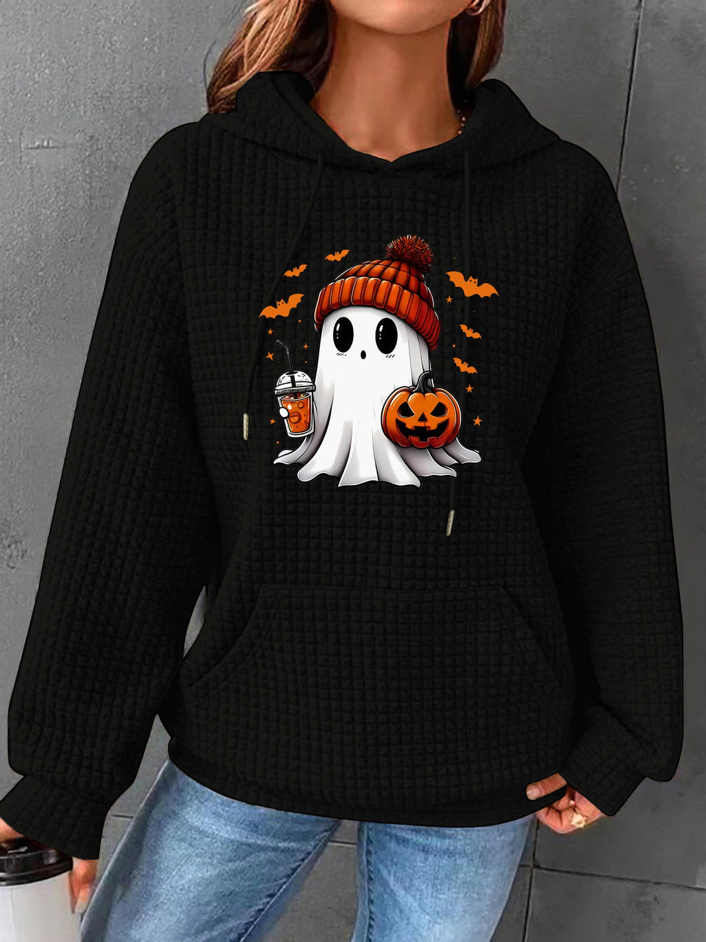 Women's Halloween Printed Hoodie – Oversized Fit Long Sleeves