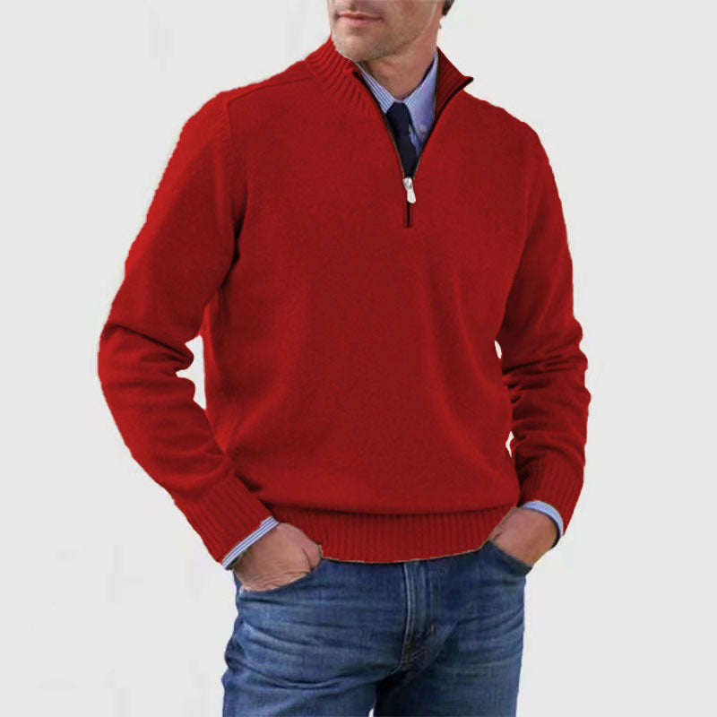 Men's Zip-Up Mock-Neck Sweater – Classic Fit in Soft Knit