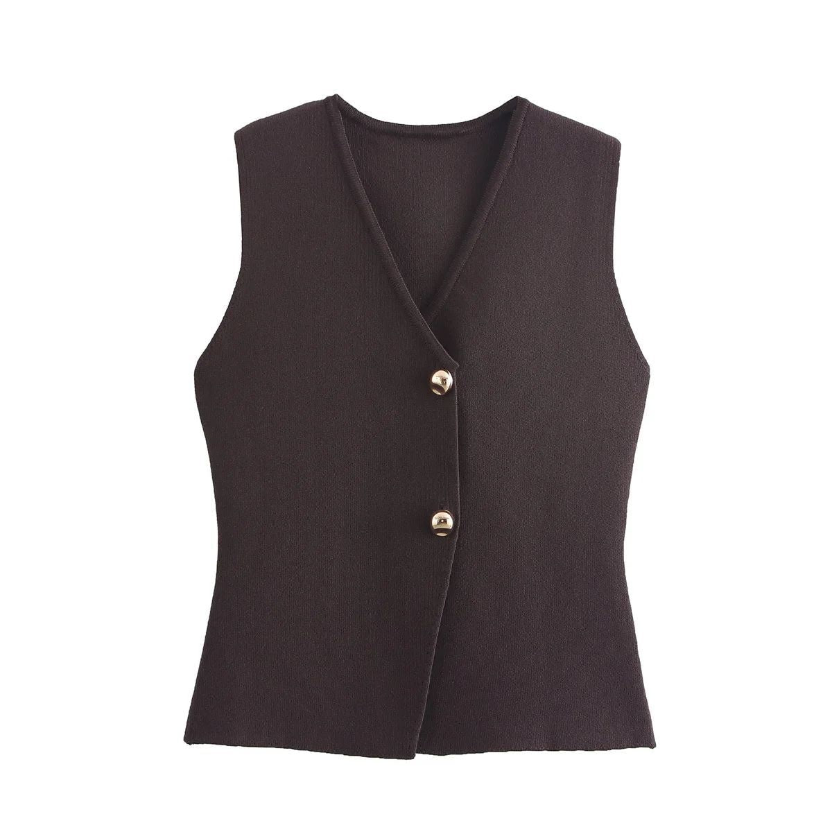 Women's Knit Vest – Buttoned Sleeveless Cardigan