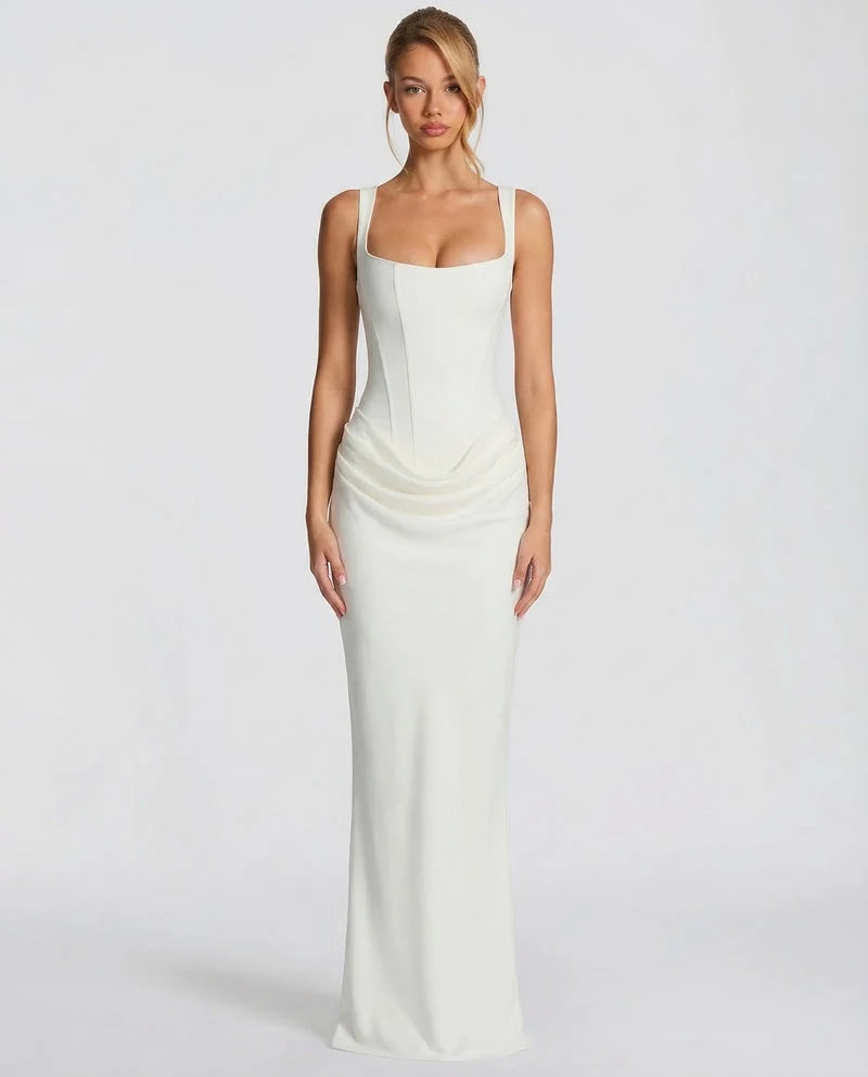 Women's Strapless Maxi Dress – Elegant Sheath Fit