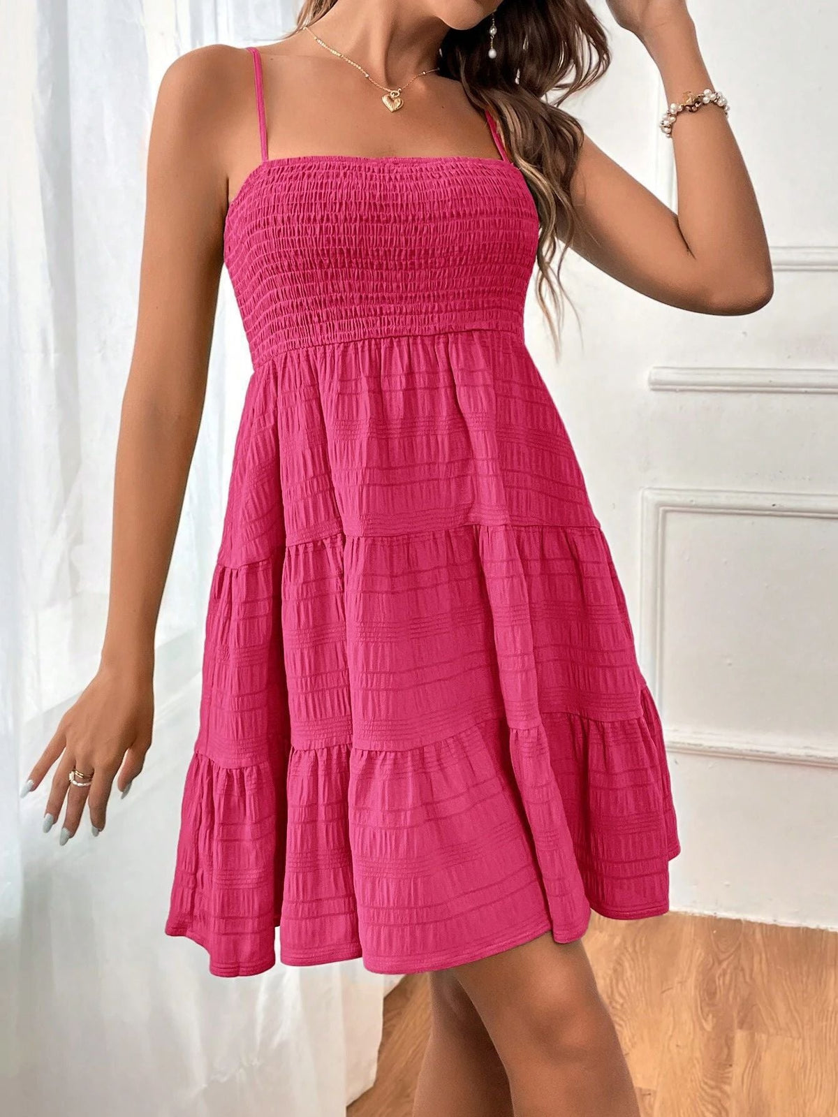 Textured Short Women's Dress – Relaxed Flowing Fit