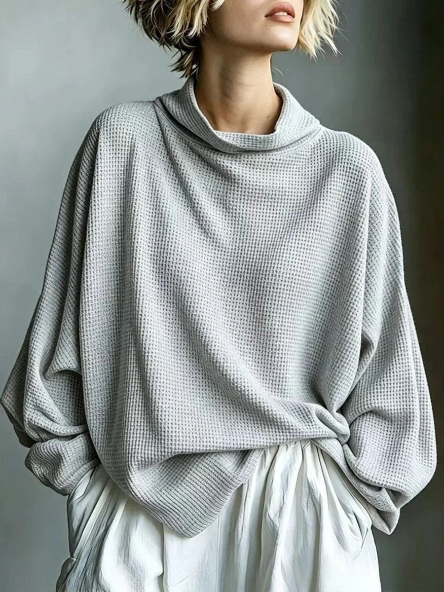 Women's Honeycomb-Knit Turtleneck Sweater – Relaxed Fit