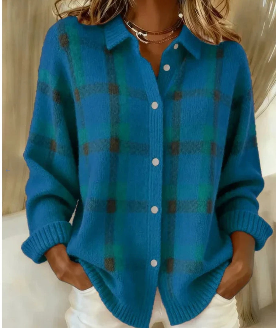Women's Ribbed Knit Blouse – Casual Cardigan Style