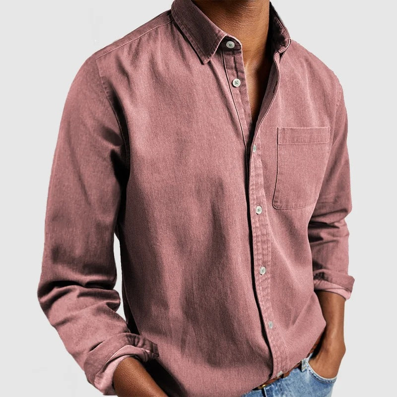 Men's Long Sleeve Shirt – Classic Fitted Collar