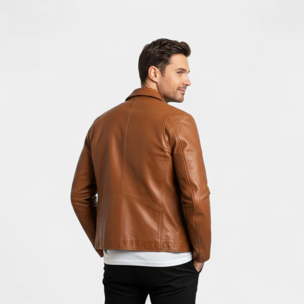 Men's fitted PU leather coat
