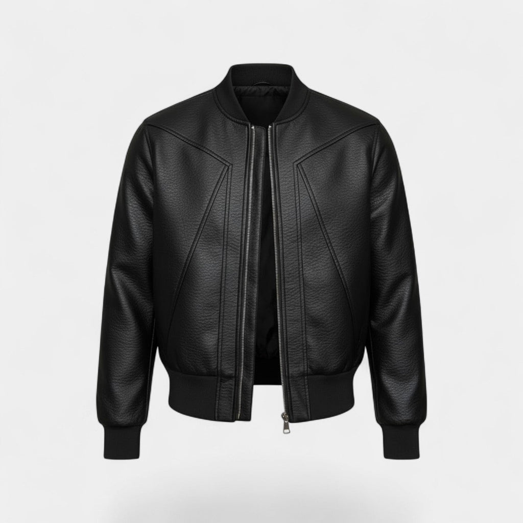 Men's Textured Leather Jacket – Structured Cut