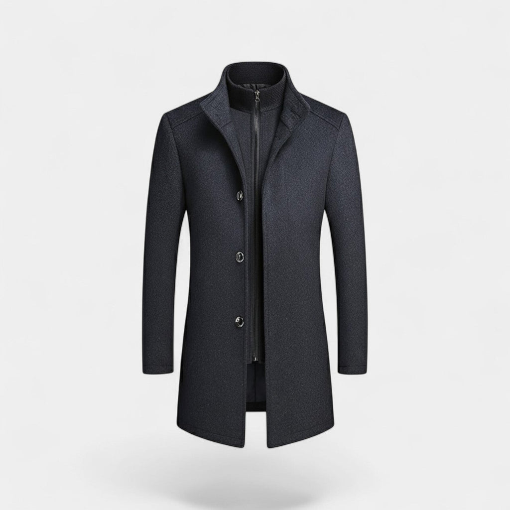Calder Mayne | Men's Wool Coat – Double Collar Mid-Length