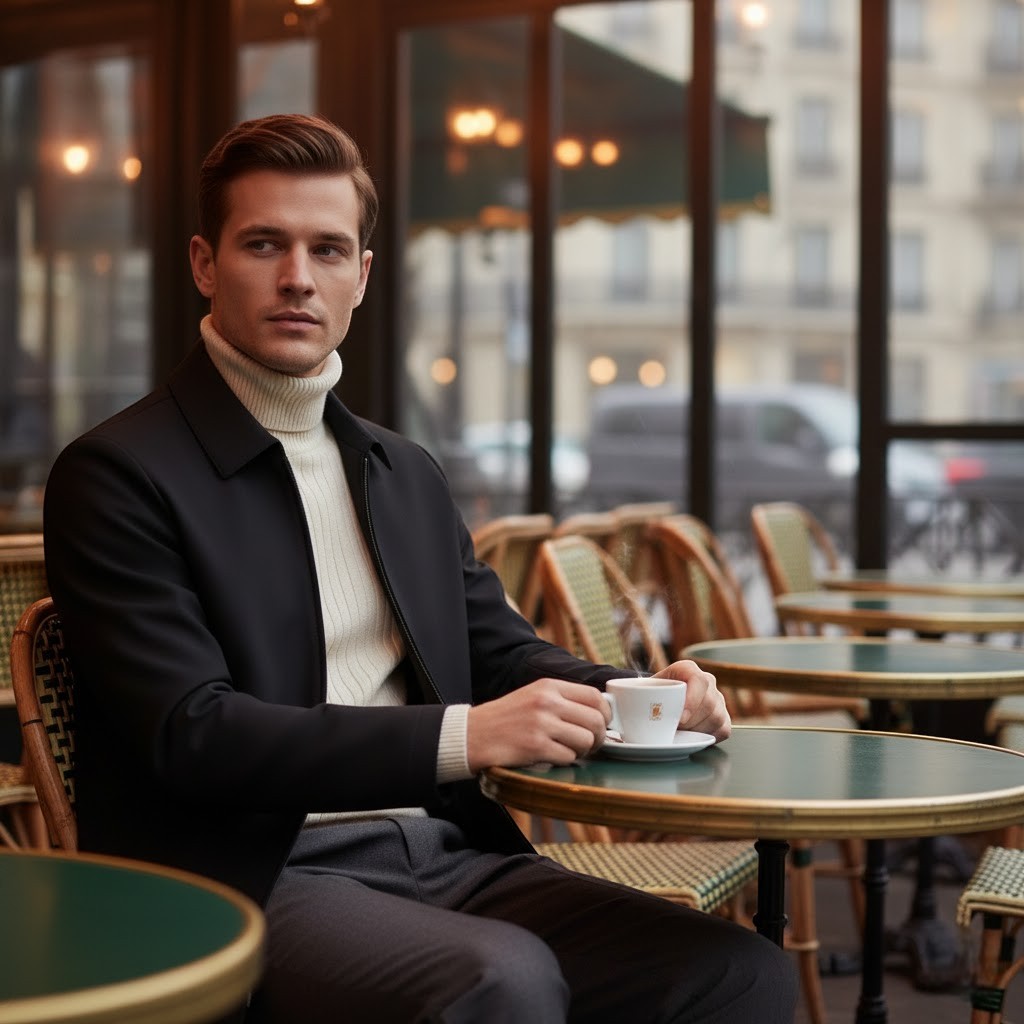 Calder Mayne | Men's Jacket – Polo Collar Coat in Technical Fabric
