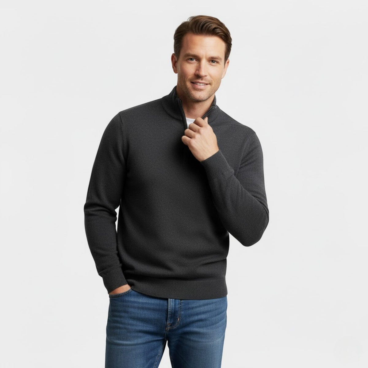 Men's Zipped Knit Sweater – Minimalist Riviera Style