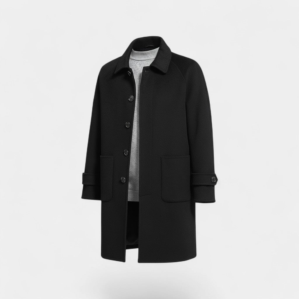 Calder Mayne | Men's 100% Cashmere Coat – Reversible Mid-Length with Single Button Closure
