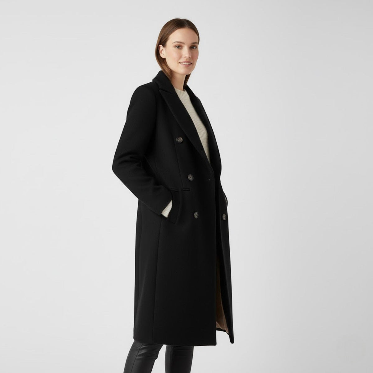 Rich | Double-Breasted Women's Coat in Blended Wool