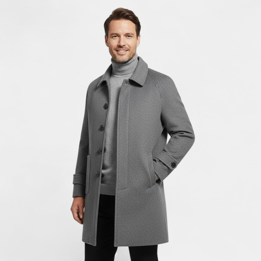 Calder Mayne | Men's 100% Cashmere Coat – Reversible Mid-Length with Single Button Closure