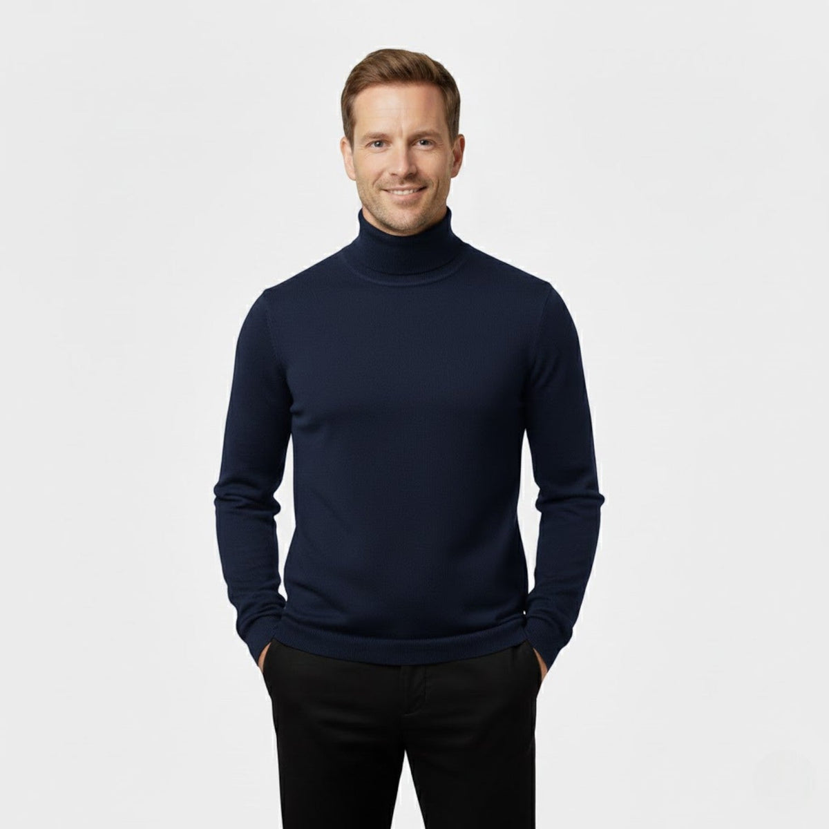 Set of 3 men's slim long sleeve turtleneck sweaters – elegant, refined, everyday essentials