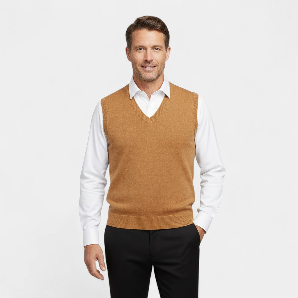 Men's Sleeveless V-Neck Cotton Vest – Minimalist Elegance