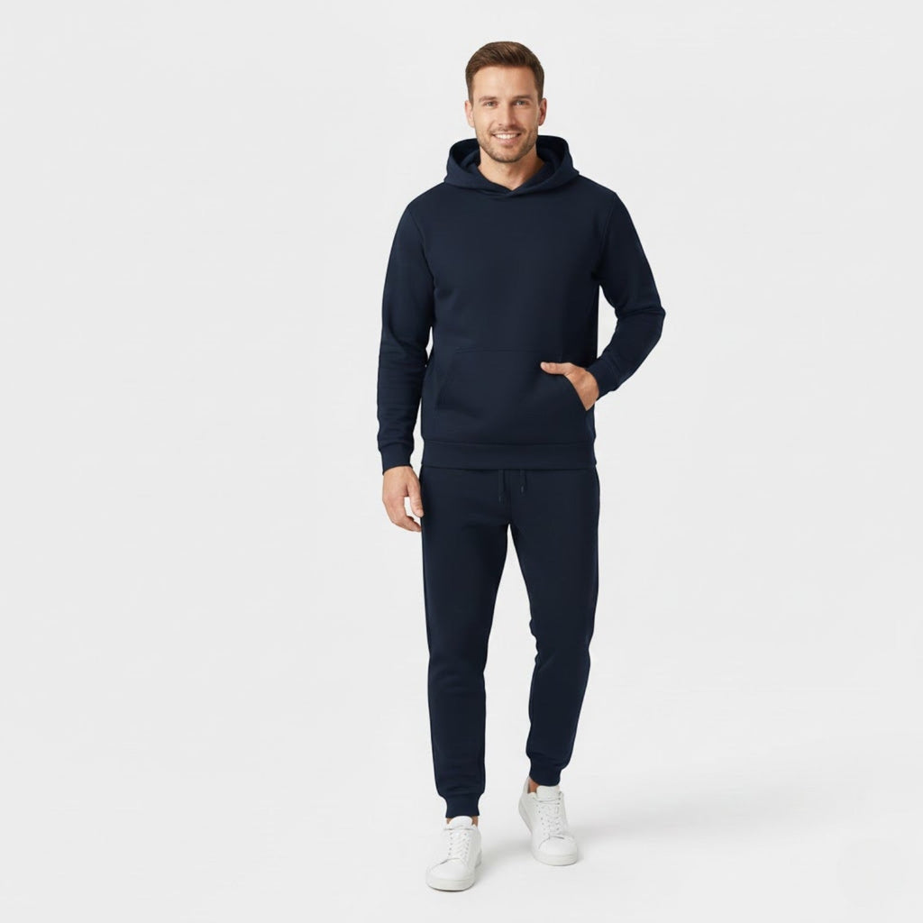 Men's fleece hooded sports set – warm and elegant minimalism