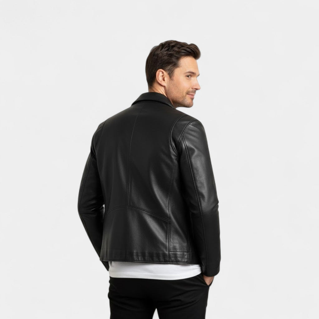 Men's fitted PU leather coat