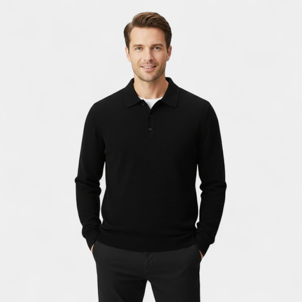 Men's Long Sleeve Cashmere Polo – Refined Casual Elegance