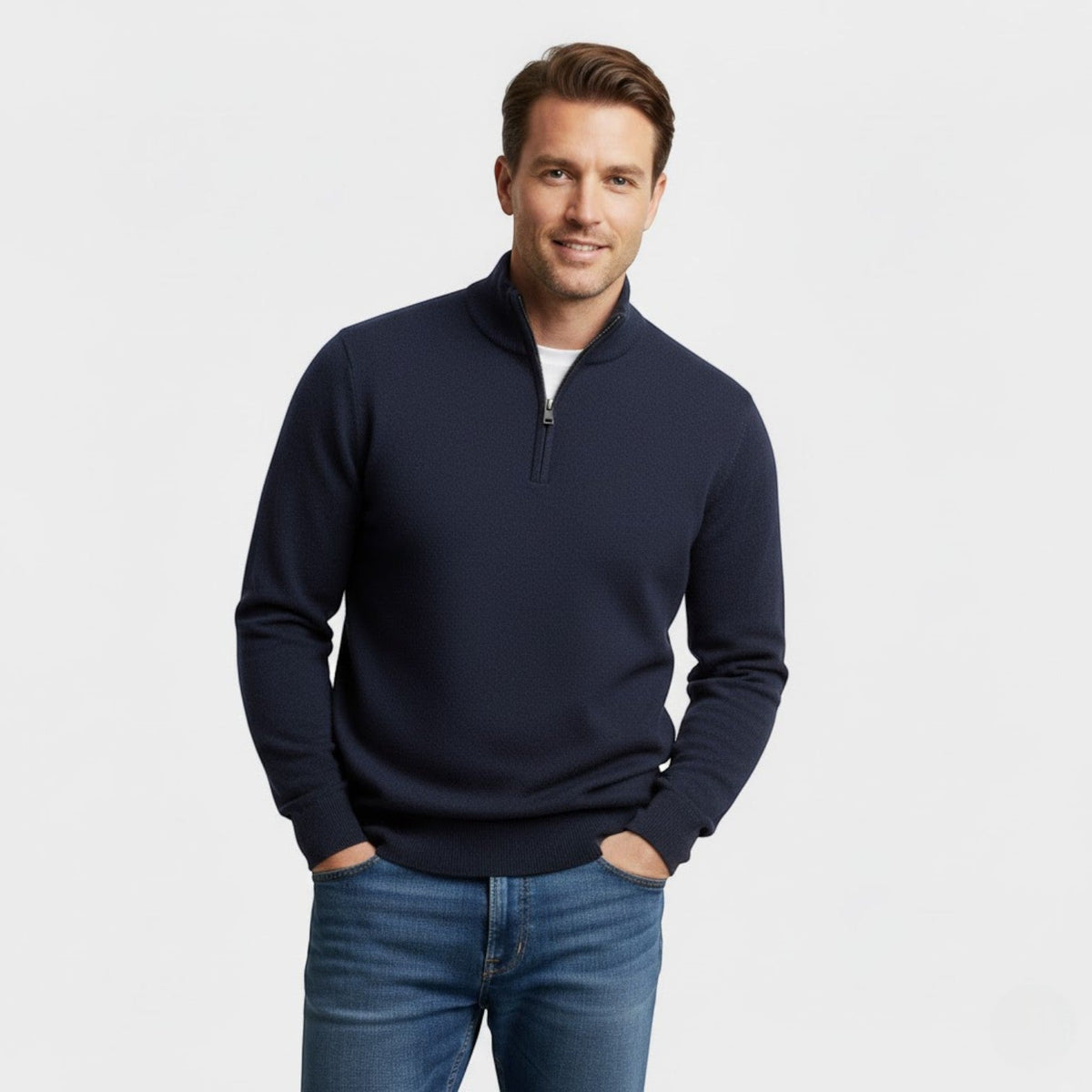 Men's Zipped Knit Sweater – Minimalist Riviera Style