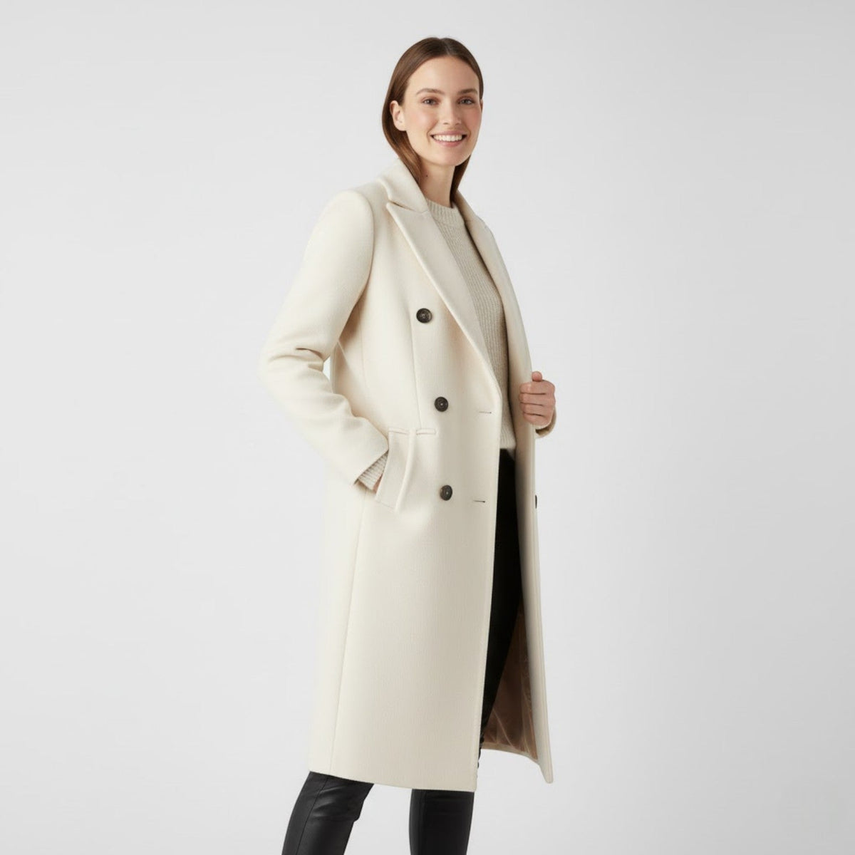 Rich | Double-Breasted Women's Coat in Blended Wool