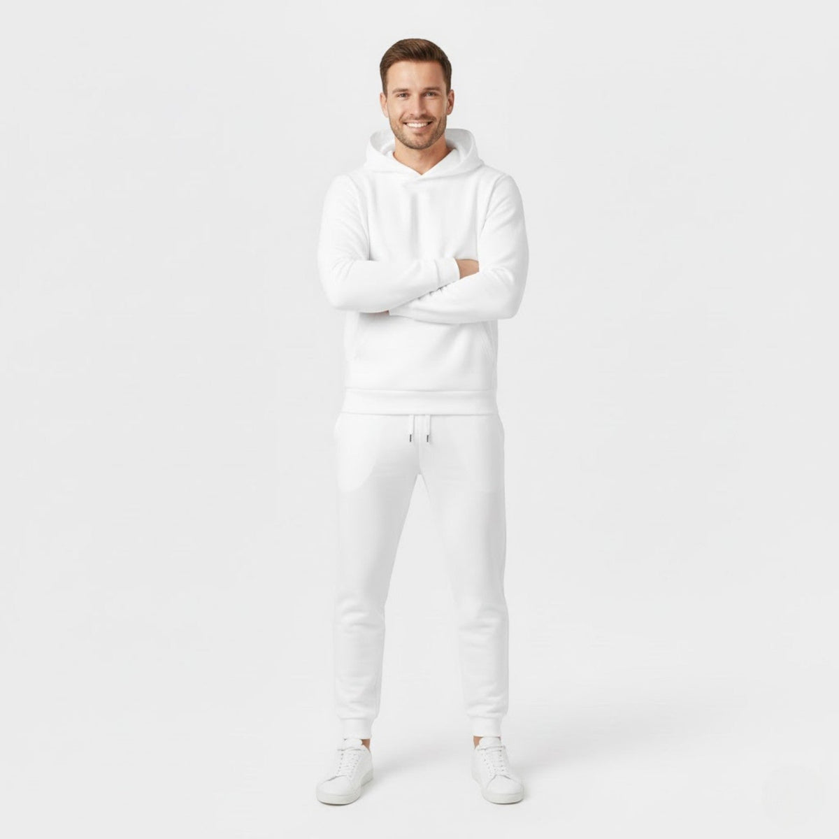 Men's fleece hooded sports set – warm and elegant minimalism