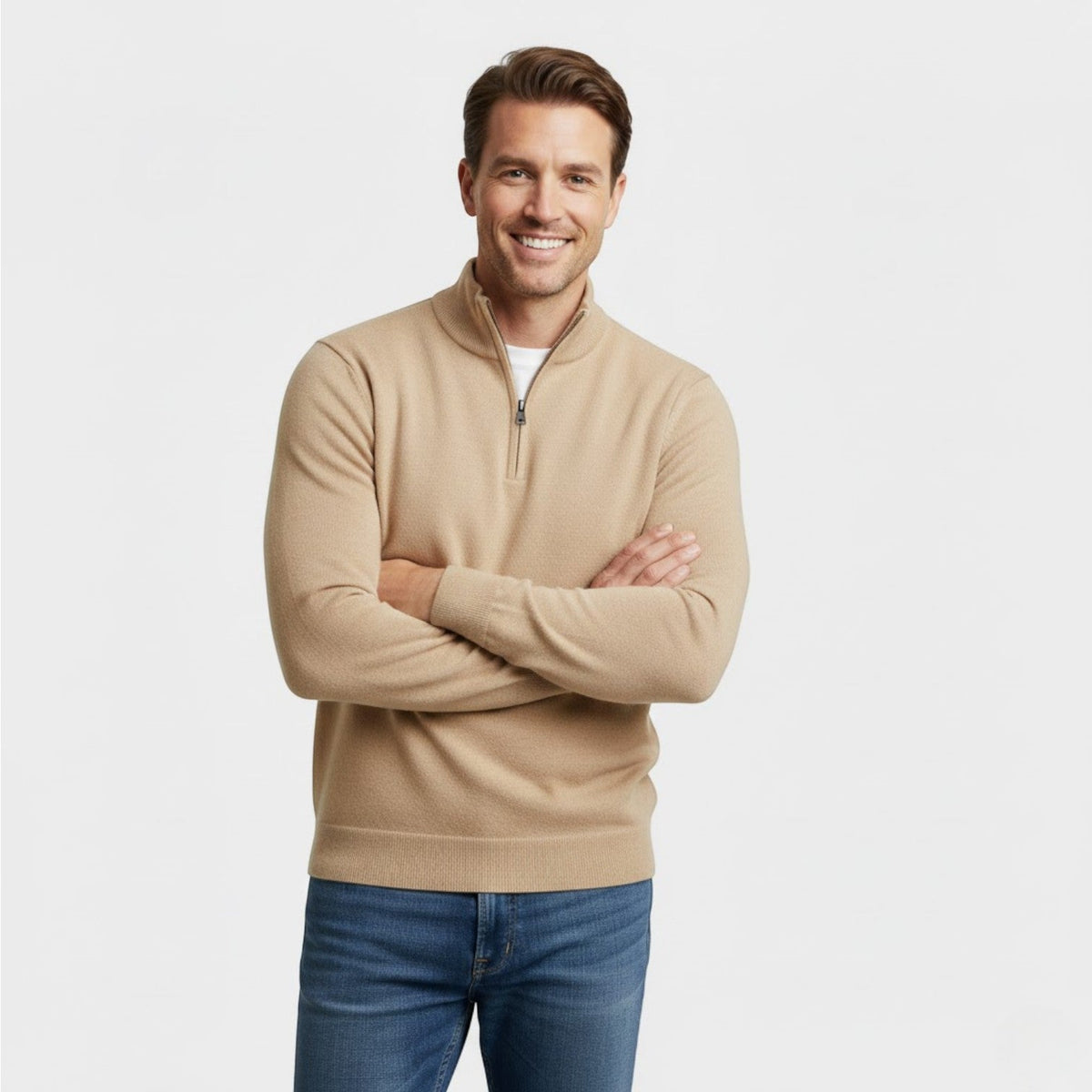 Men's Zipped Knit Sweater – Minimalist Riviera Style