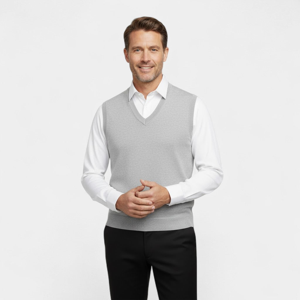 Men's Sleeveless V-Neck Cotton Vest – Minimalist Elegance