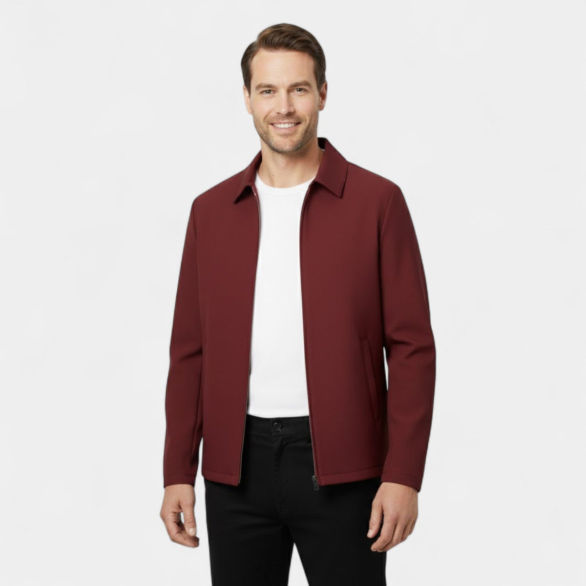 Calder Mayne | Men's Jacket – Polo Collar Coat in Technical Fabric