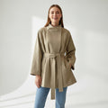 Women's Cotton Windbreaker Coat – Mid-Length Belted Fit