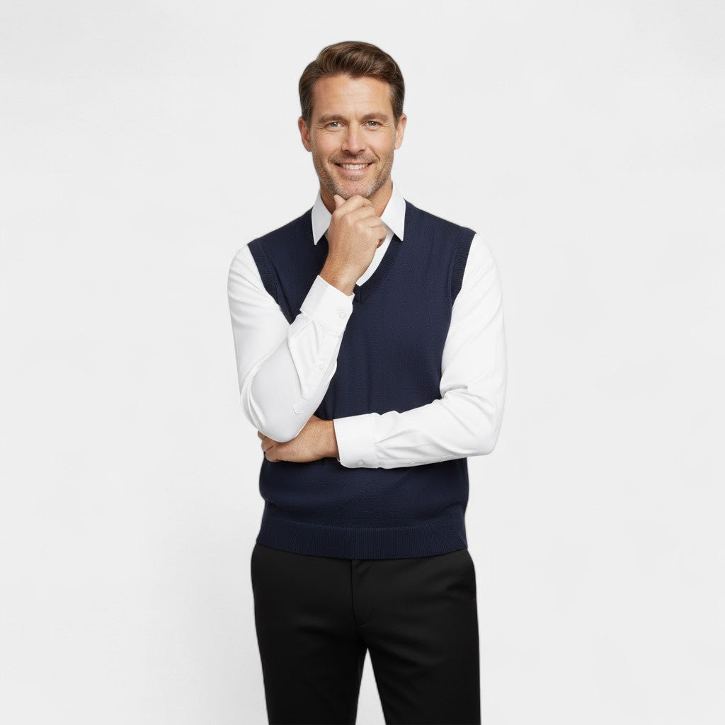 Men's Sleeveless V-Neck Cotton Vest – Minimalist Elegance