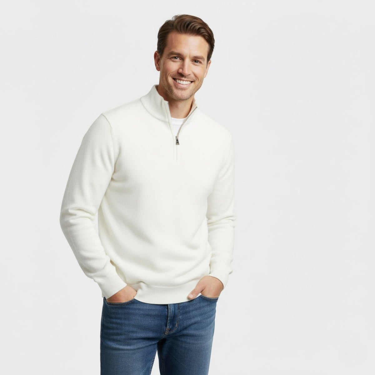 Men's Zipped Knit Sweater – Minimalist Riviera Style
