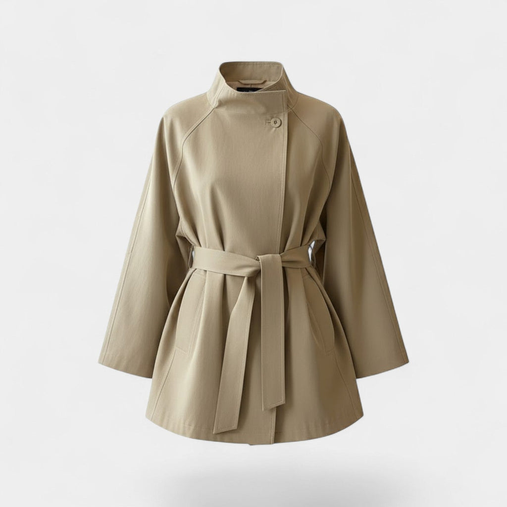 Women's Cotton Windbreaker Coat – Mid-Length Belted Fit