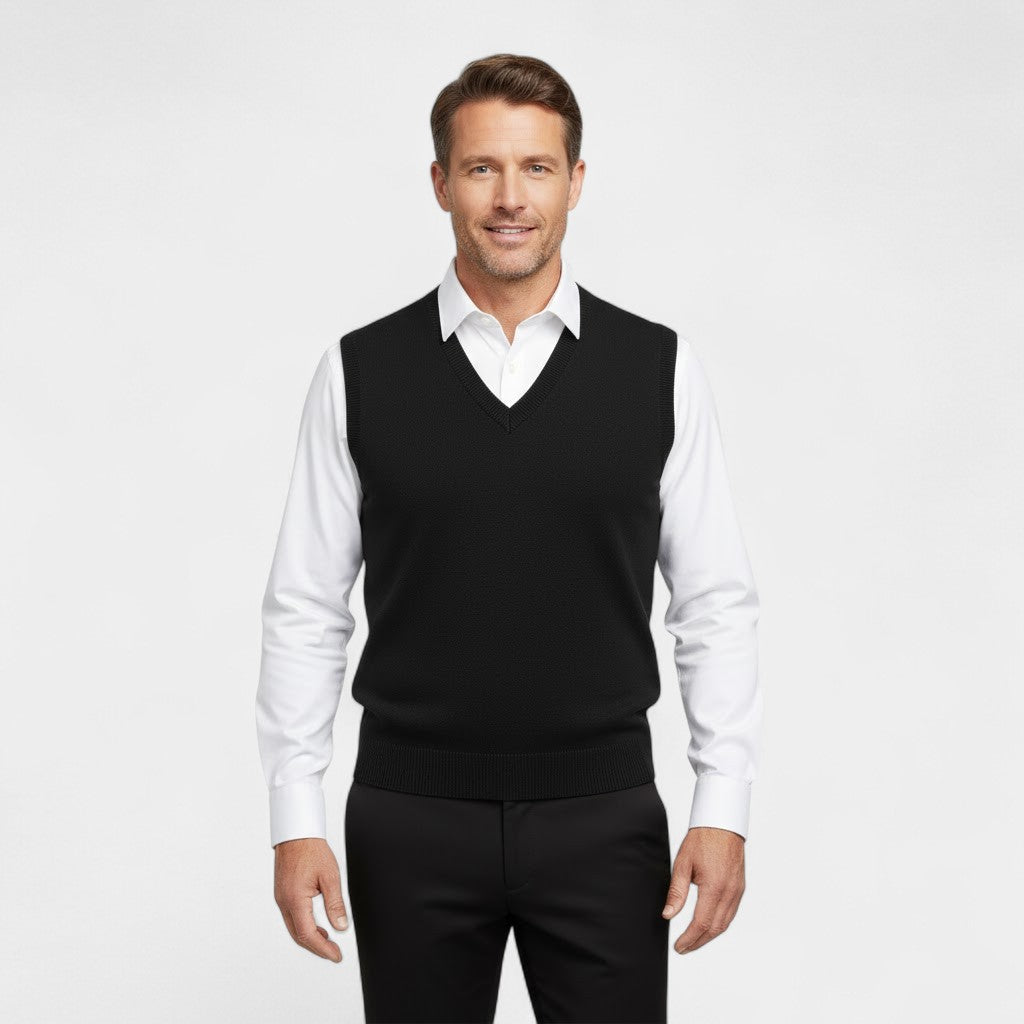Men's Sleeveless V-Neck Cotton Vest – Minimalist Elegance